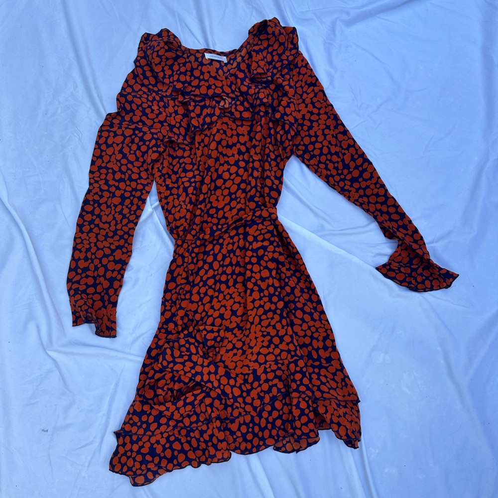 Anine Bing Black and Orange Polka Dot Blouse